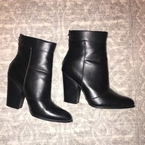 over the ankle leather, black booties